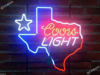 Rare Style Coors Light Texas State Map Outline Star Beer Bar Neon Sign