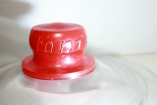 Vintage Tom ' s Red Top Round Glass Lid for Tom ' s Roasted Peanuts Display Jar 2