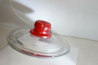 Vintage Tom ' s Red Top Round Glass Lid for Tom ' s Roasted Peanuts Display Jar 5