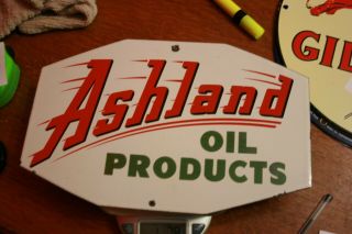 Porcelain Ashland Oil Product Enamel Sign 12 X 7 3/4 Inches