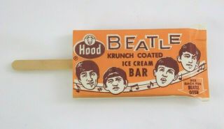 Rare The Beatles Vtg Hood Ice Cream Beatle Bar Wrapper W Stick Ex/nm