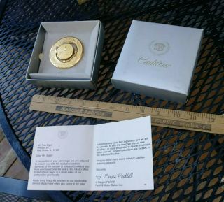Vintage Cadillac Heritage If Ownership Gold Medallion W/ Paper