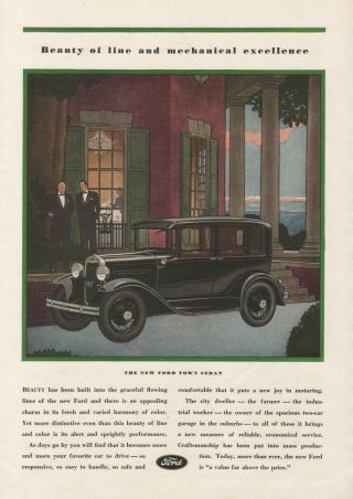 Vintage 1930 Ford Town Sedan Car Auto Print Ad - Full Color Page
