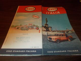 1959 Esso Italy Vintage Road Map / Studebaker Lark On Cover