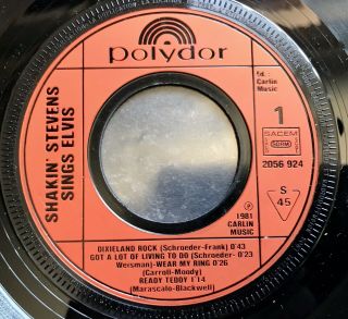 Shakin’ Stevens SHAKY SINGS ELVIS PRESLEY 7” Vinyl EP Polydor FRANCE Picture Slv 4