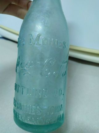 Coca Cola Straight Side bottle Des Moines 1900 Rare 5