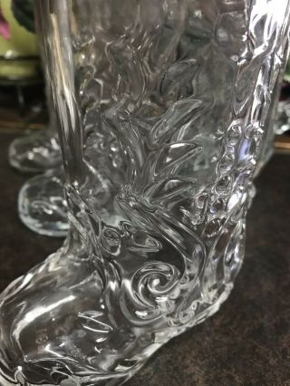 4 Cowboy Boot Mug Glass Libby of Canada/Mexico 6 1/2 