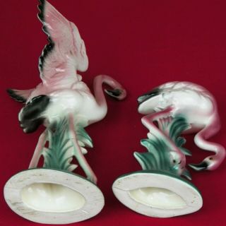 Porcelain Pink Flamingoes MCM Ceramic Vintage Figurine Large Pair 10” 4