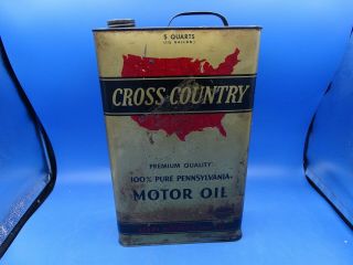 Vintage Cross Country 5 Quart Tin Motor Oil Can Sears,  Roebuck & Co.