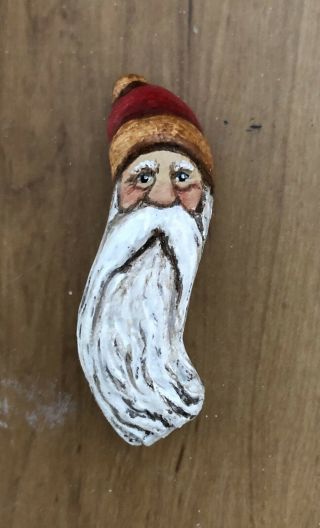 WOOD Carved SANTA With Owl Wood Spirit Lisa Rogers Carving 6