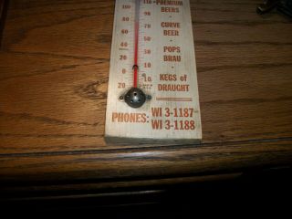 EARLY WOODEN THERMOMETER FOR THE ALTOONA (PA) BREWING COMPANY 1940 ' S OR 1950 ' S 3