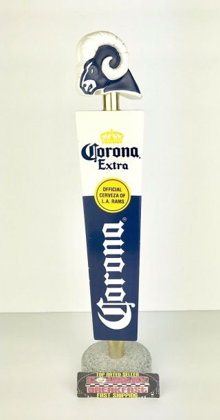 Corona Extra Los Angeles La Rams Nfl Football Beer Tap Handle 12.  5” Tall -