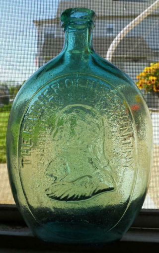 Quart Light Green Hinged Washington Taylor Historical Flask Gi - 37 Dyottville