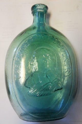 Quart Light Green Hinged Washington Taylor Historical Flask GI - 37 Dyottville 3
