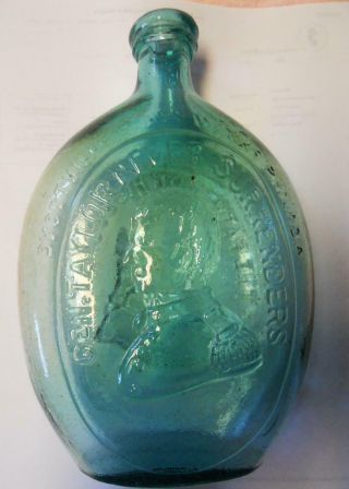 Quart Light Green Hinged Washington Taylor Historical Flask GI - 37 Dyottville 4