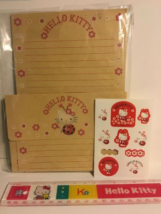 Vintage Sanrio Japan Hello Kitty Stationary Letter Set 2000 Ladybug