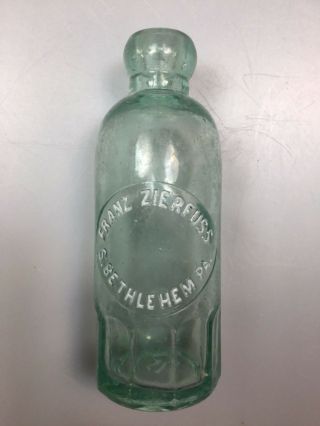 Fran’s Zierfuss S.  Bethlehem Pa.  Antique Glass Bottle