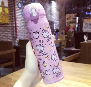 Cute For Hello Kitty Stainless Steel Vacuum Warm Travel Mug Tea Cup 500ml Pink