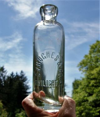 Rare S.  V.  Hughes & Co.  Clear Hutchinson Soda Bottle Twilight,  Pennsylvania