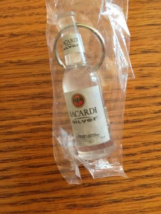 Bacardi Silver Plastic Bottle Key Chain With Bottle Opener