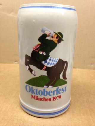 Oktoberfest Munchen 1979 Official Beer Mug Stein Signed Fritz Wagner Germany