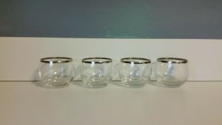 Set Of 4 Mid Century Modern Roly Poly Glasses Platinum Band
