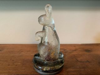 Rabbit With Feet Together,  Round Nose 2 Glass Candy Container Rare Example
