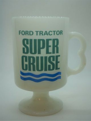 Milk Glass Pedestal Mug: Ford Tractor Cruise