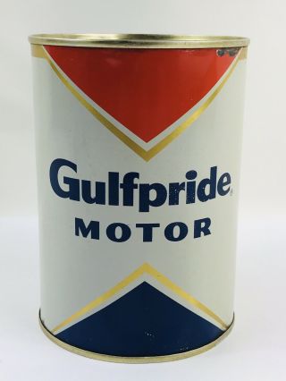 Nos Full Gulf Gulfpride Motor Oil Metal Quart Can 1 Qt,  Gas & Oil,  Advertise 141