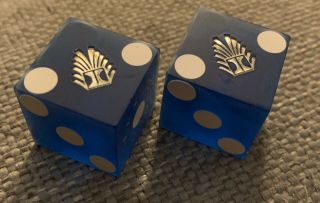 Las Vegas Hilton Casino Table Dice Matching Set Of (2) Marquee Logo - Rare Blue