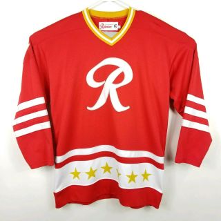 Rainier Beer Hockey Jersey Mens Size Xl Casual Industrees Streetwear Red Shirt