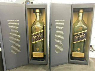 2 Johnnie Walker Blue Label Empty Bottle W/box Case 750 Ml