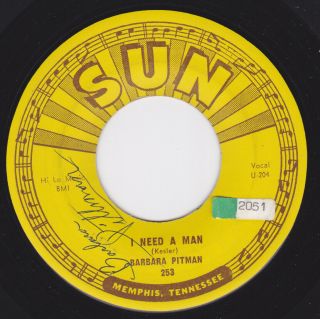 Sun 253 Orig Rockabilly 45 Autographed - Barbara Pitman (pittman) I Need A Man