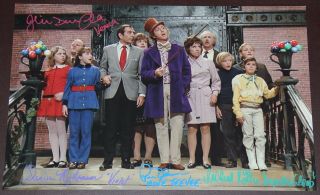 11 " X 17 " Willy Wonka Choc Rm Stairs Autographed (signed) By Five,  Bonuses