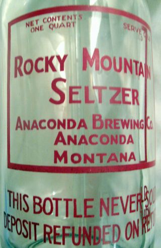 ROCKY MOUNTAIN SELTZER WESTERN ACL SIPHON BOTTLE ANACONDA,  MONTANA 6
