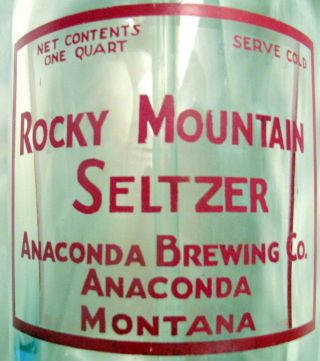 ROCKY MOUNTAIN SELTZER WESTERN ACL SIPHON BOTTLE ANACONDA,  MONTANA 8