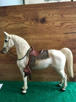 Breyer " Cream Puff " Western Horse 59 White W/ Tack Large Champ Style