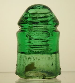 Vnm Lime Green Cd 126.  4 W.  E.  Mfg.  Co.  /w.  U.  Glass Insulator,  Extended Base