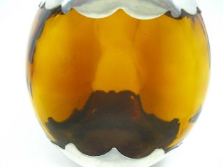 Vintage KMD Royal Holland Daalderop Amber Glass Pewter Decanter Bottle w Stopper 4