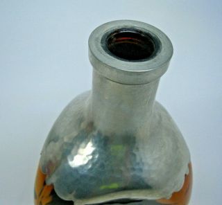 Vintage KMD Royal Holland Daalderop Amber Glass Pewter Decanter Bottle w Stopper 6