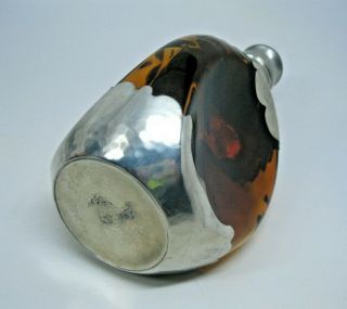 Vintage KMD Royal Holland Daalderop Amber Glass Pewter Decanter Bottle w Stopper 7