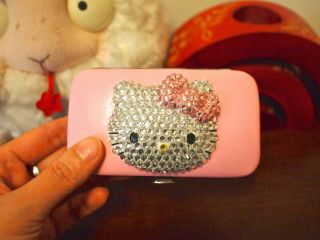 Bling Bling Lovely Pink Hello Kitty Crystal Nail Clipper Set Best Gift