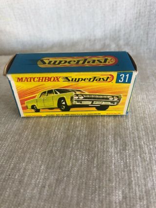 Vintage Matchbox Superfast Lesney 31 Lincoln Continental Mib