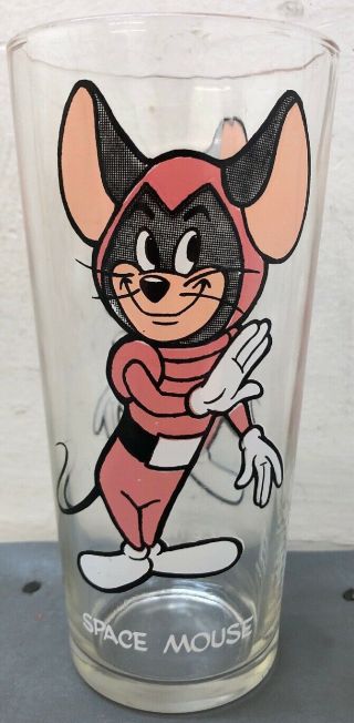 Rare 1970s Pepsi Space Mouse Walter Lantz Character Glass 6.  25”