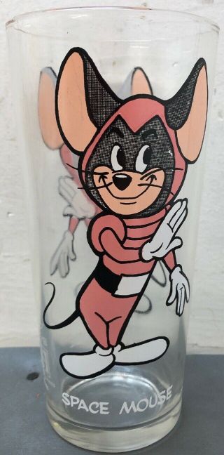 Rare 1970s Pepsi Space Mouse Walter Lantz Character Glass 6.  25” 2