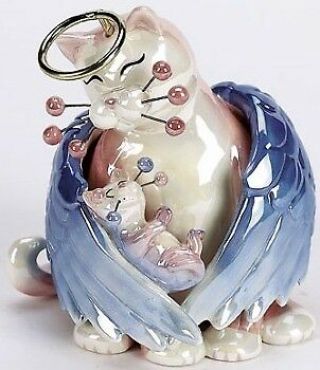 Whimsiclay By Amy Lacombe Missy & Alexa Mother & Baby Angel Cat Kitten Figurine
