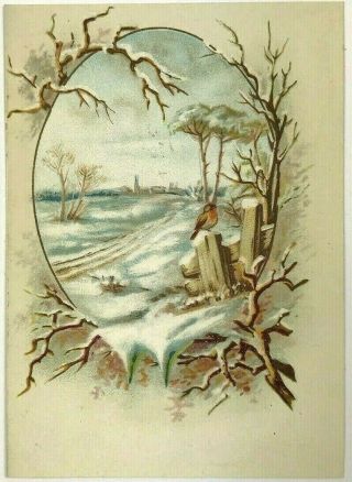 Shaw Piano S.  B.  Fuller Watertown Wisconsin Wi Victorian Trade Card Winter Scene