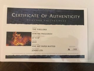 2019 SDCC Blizzard The Firelord Fine Art Print 13 Of 300 Made Blizzcon Warcraft 2
