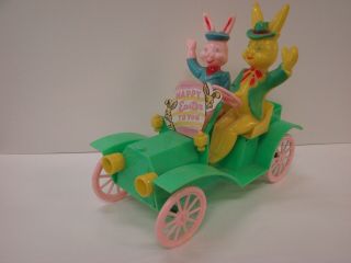 Origpaper Label Easter Rosbro Easter Bunnies Rabbits Driving Car Candy Container