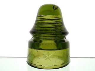 - Intense Yellow Olive Green W/ Amber Cd 133 Star Signal Glass Insulator